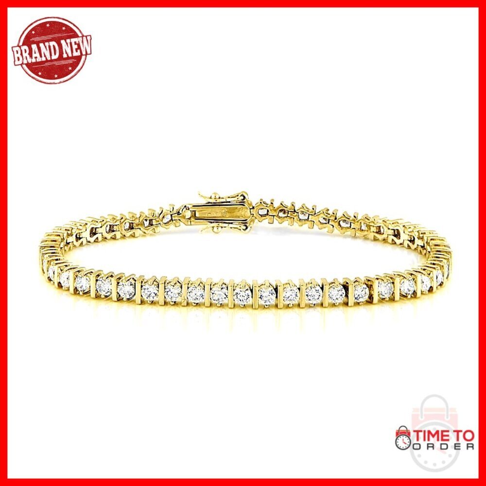 Cubic Zirconia Tennis Bracelet 7.25" Bar Setting Bridal Evening Jewelry